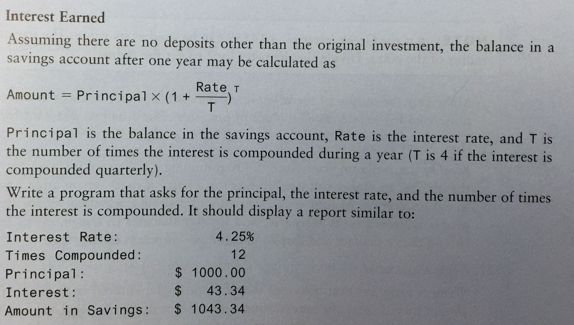 Instruction for Interest Earned Project