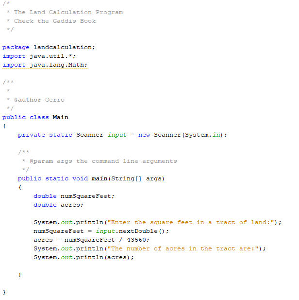 Land Calculation - JAVA